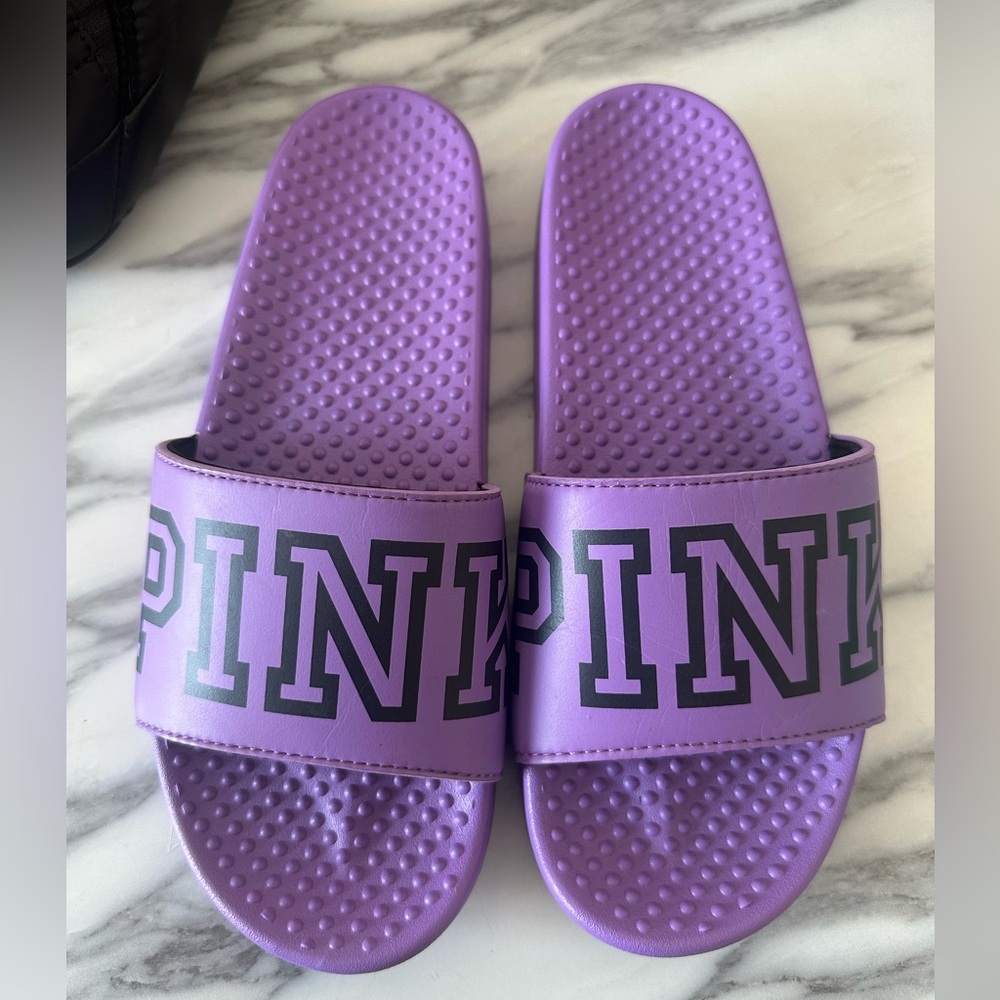 PINK Logo Slide Sandals